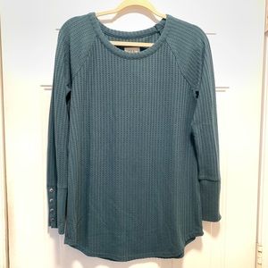 Chaser Long Sleeve Teal Thermal Knit Top Size Medium